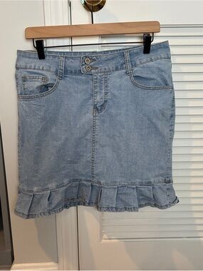 2000s Angels Denim Pleated Midi Skirt Y2K